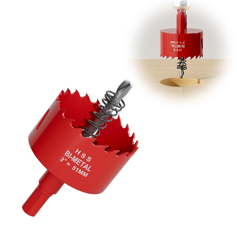 FIVELAKE 2" (51mm) Bi-Metal M42 High Speed Steel Hole Saw with Pilot Drill Bit, Smooth Cutting Edge for PVC, Drywall, Wood, Plastic, Gypsum Board, Rubber, Thin Metal - Image 1